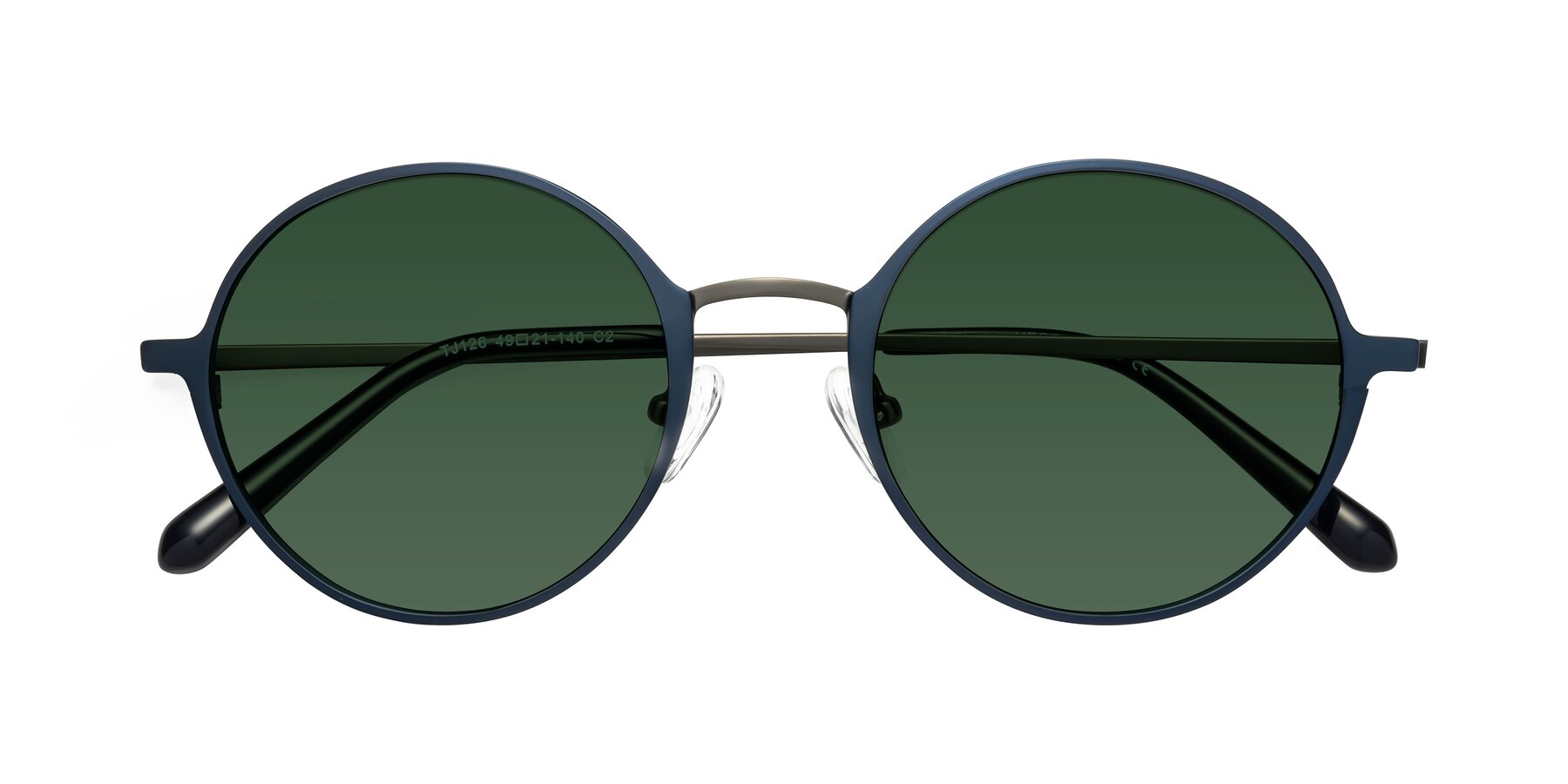 Folded Front of Calloway in Navy-Gunmetal with Green Tinted Lenses