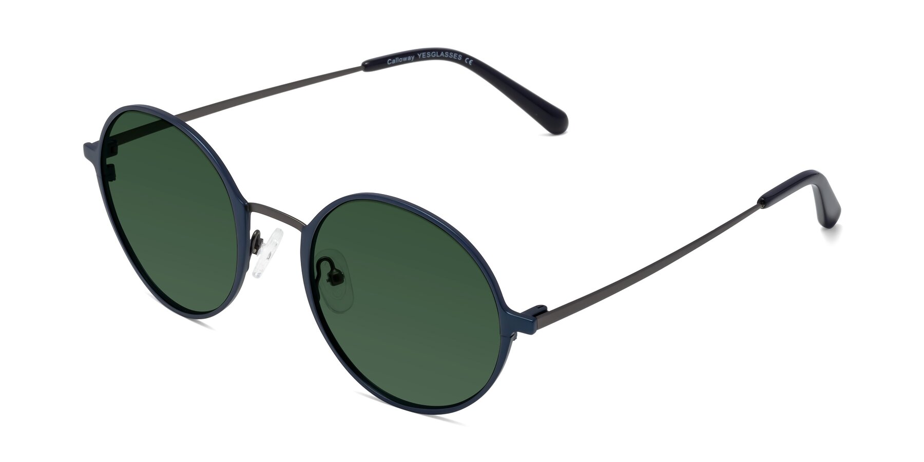 Angle of Calloway in Navy-Gunmetal with Green Tinted Lenses