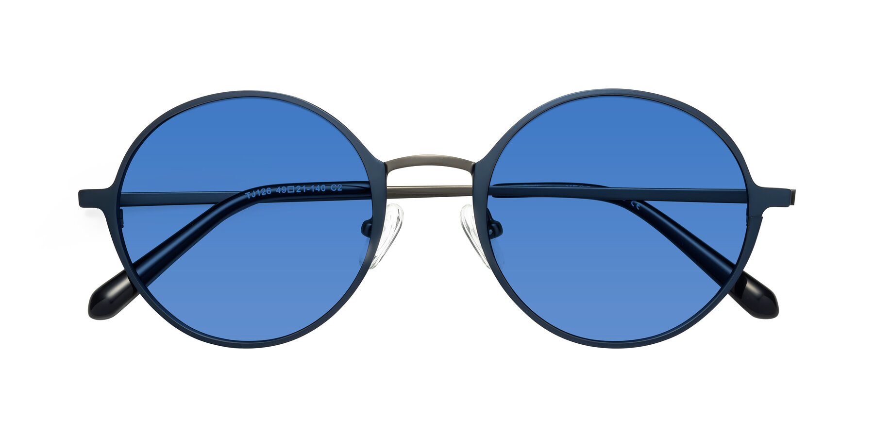 Folded Front of Calloway in Navy-Gunmetal with Blue Tinted Lenses