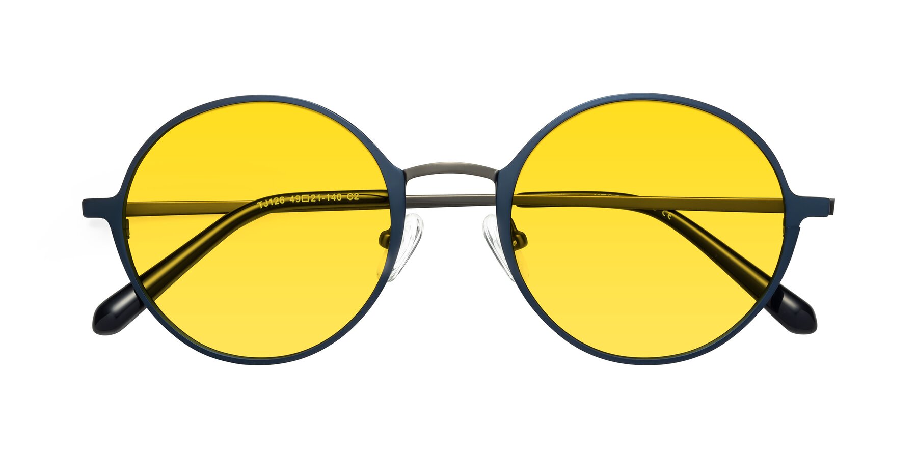 Folded Front of Calloway in Navy-Gunmetal with Yellow Tinted Lenses