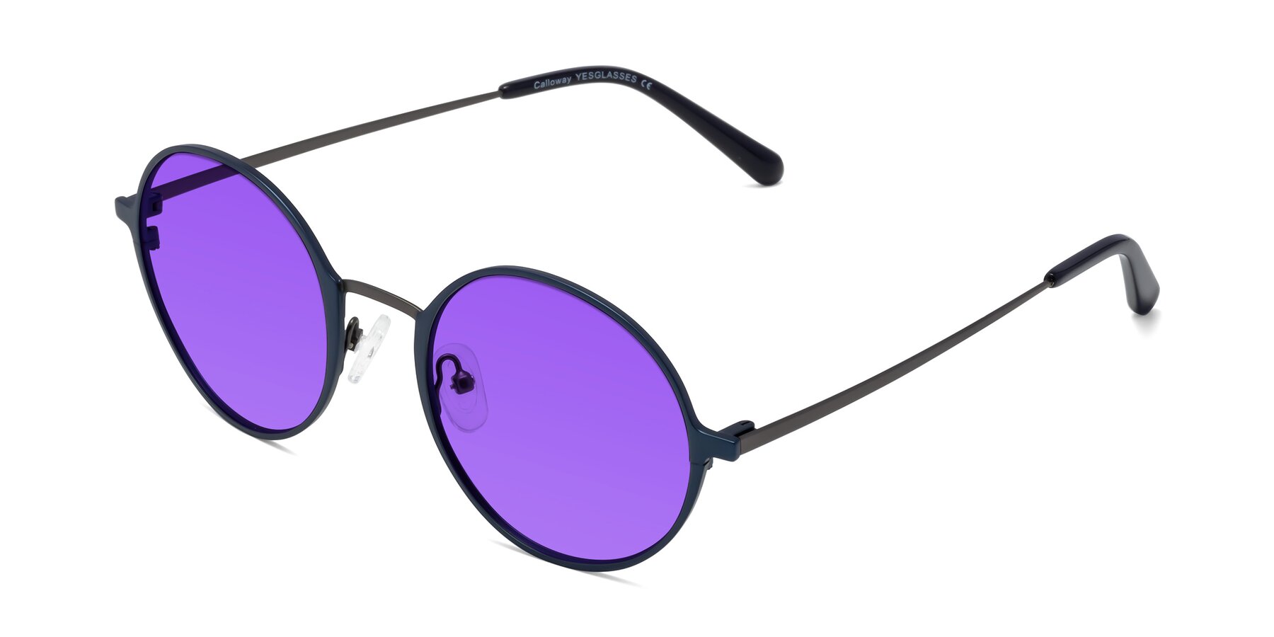 Angle of Calloway in Navy-Gunmetal with Purple Tinted Lenses