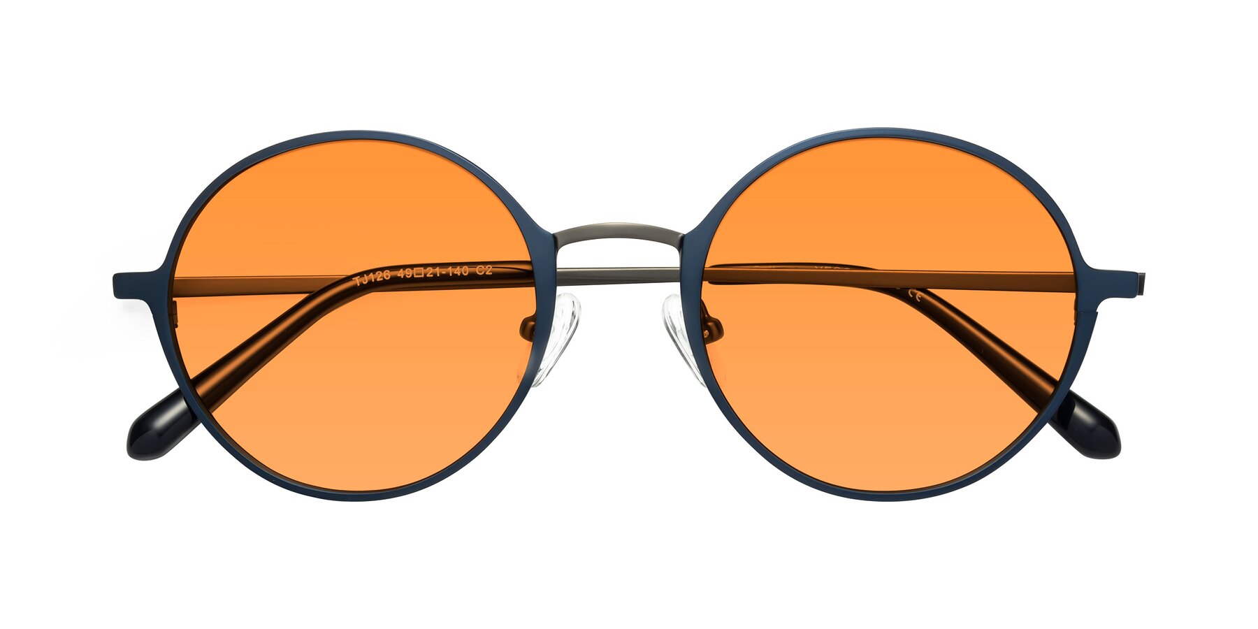 Folded Front of Calloway in Navy-Gunmetal with Orange Tinted Lenses