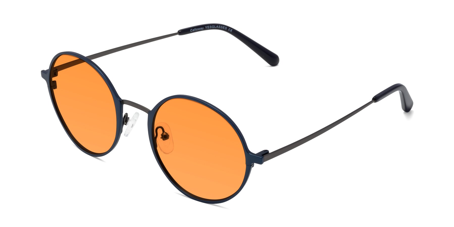 Angle of Calloway in Navy-Gunmetal with Orange Tinted Lenses