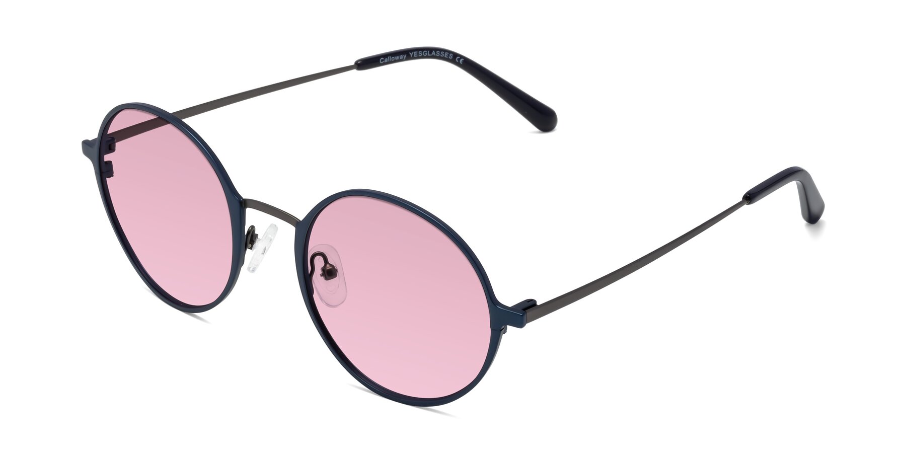 Angle of Calloway in Navy-Gunmetal with Light Wine Tinted Lenses