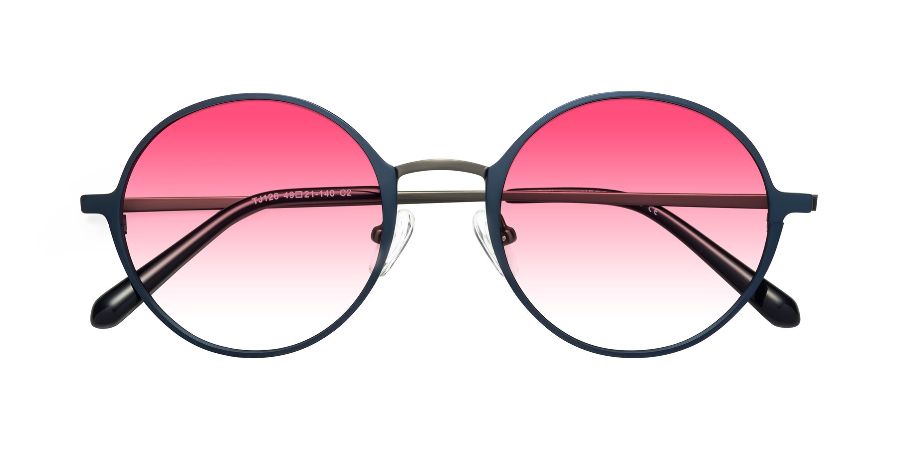 Folded Front of Calloway in Navy-Gunmetal with Pink Gradient Lenses