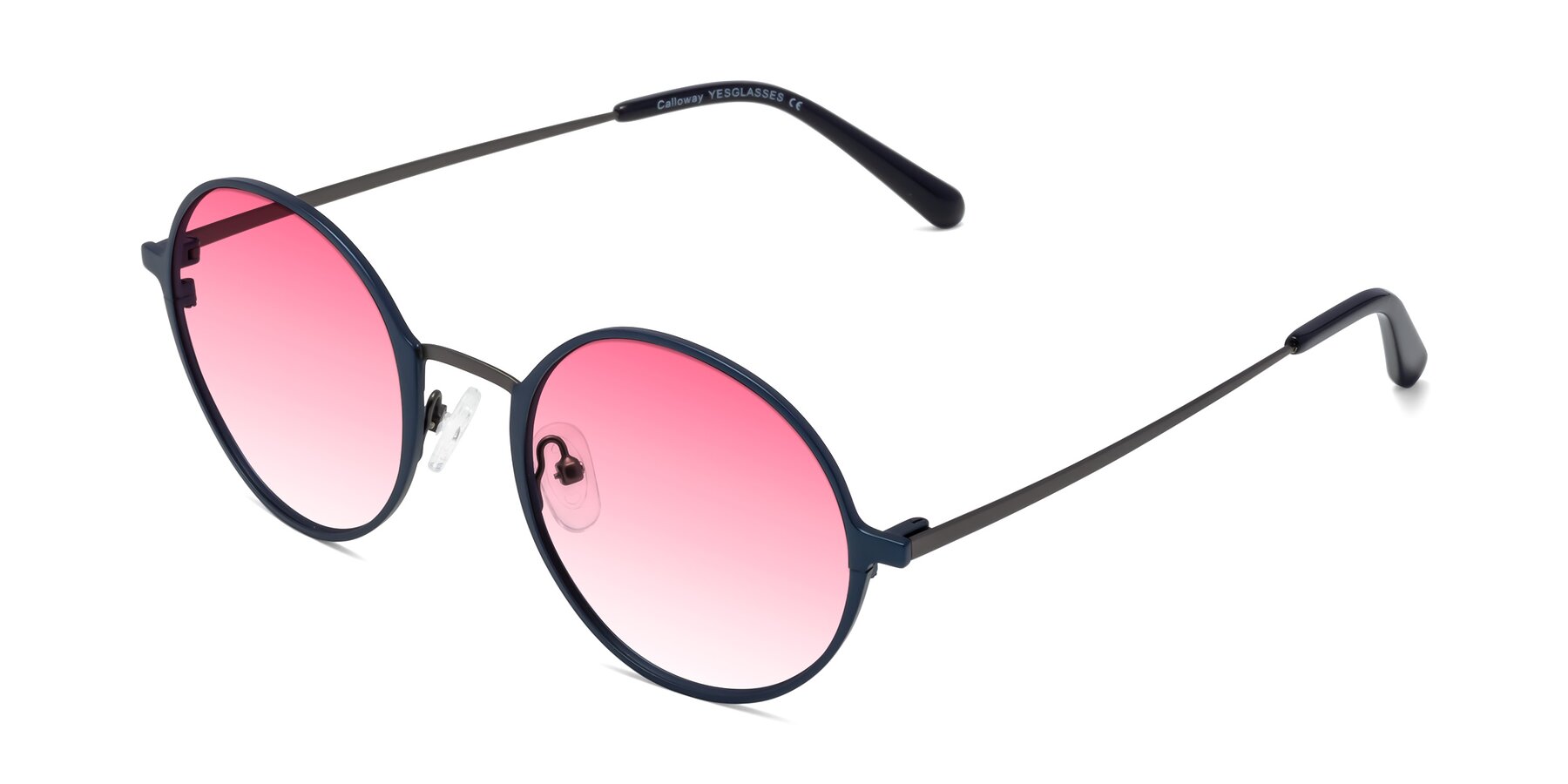 Angle of Calloway in Navy-Gunmetal with Pink Gradient Lenses