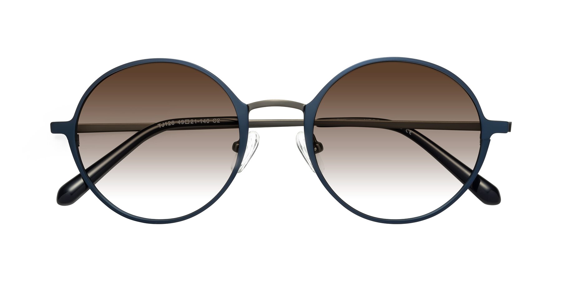 Folded Front of Calloway in Navy-Gunmetal with Brown Gradient Lenses