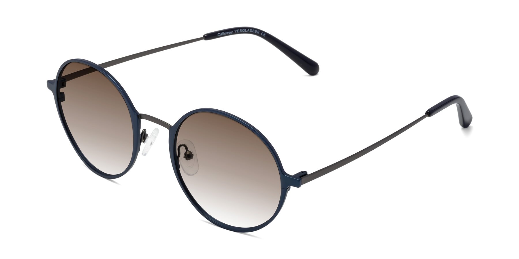 Angle of Calloway in Navy-Gunmetal with Brown Gradient Lenses