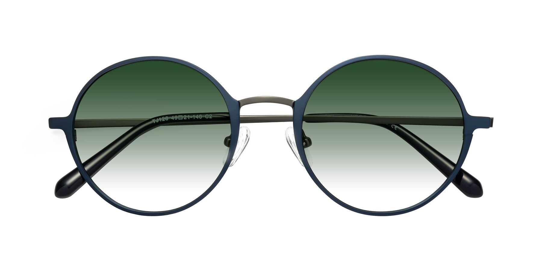 Folded Front of Calloway in Navy-Gunmetal with Green Gradient Lenses
