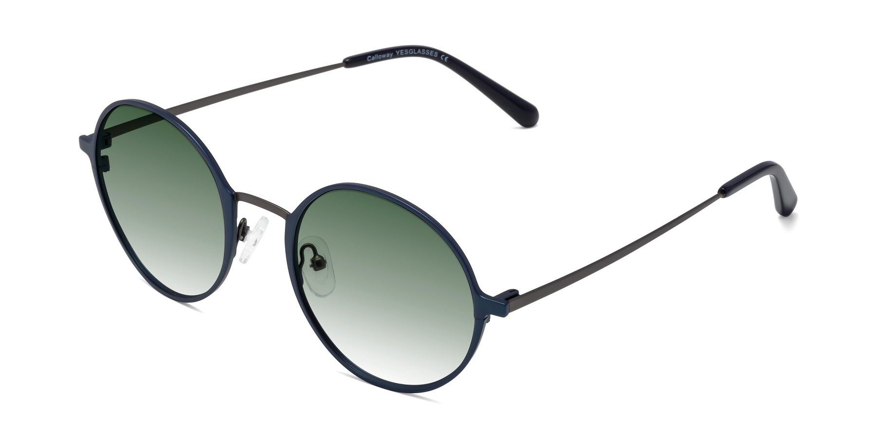 Angle of Calloway in Navy-Gunmetal with Green Gradient Lenses