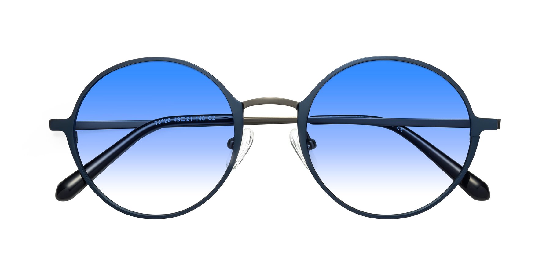Folded Front of Calloway in Navy-Gunmetal with Blue Gradient Lenses