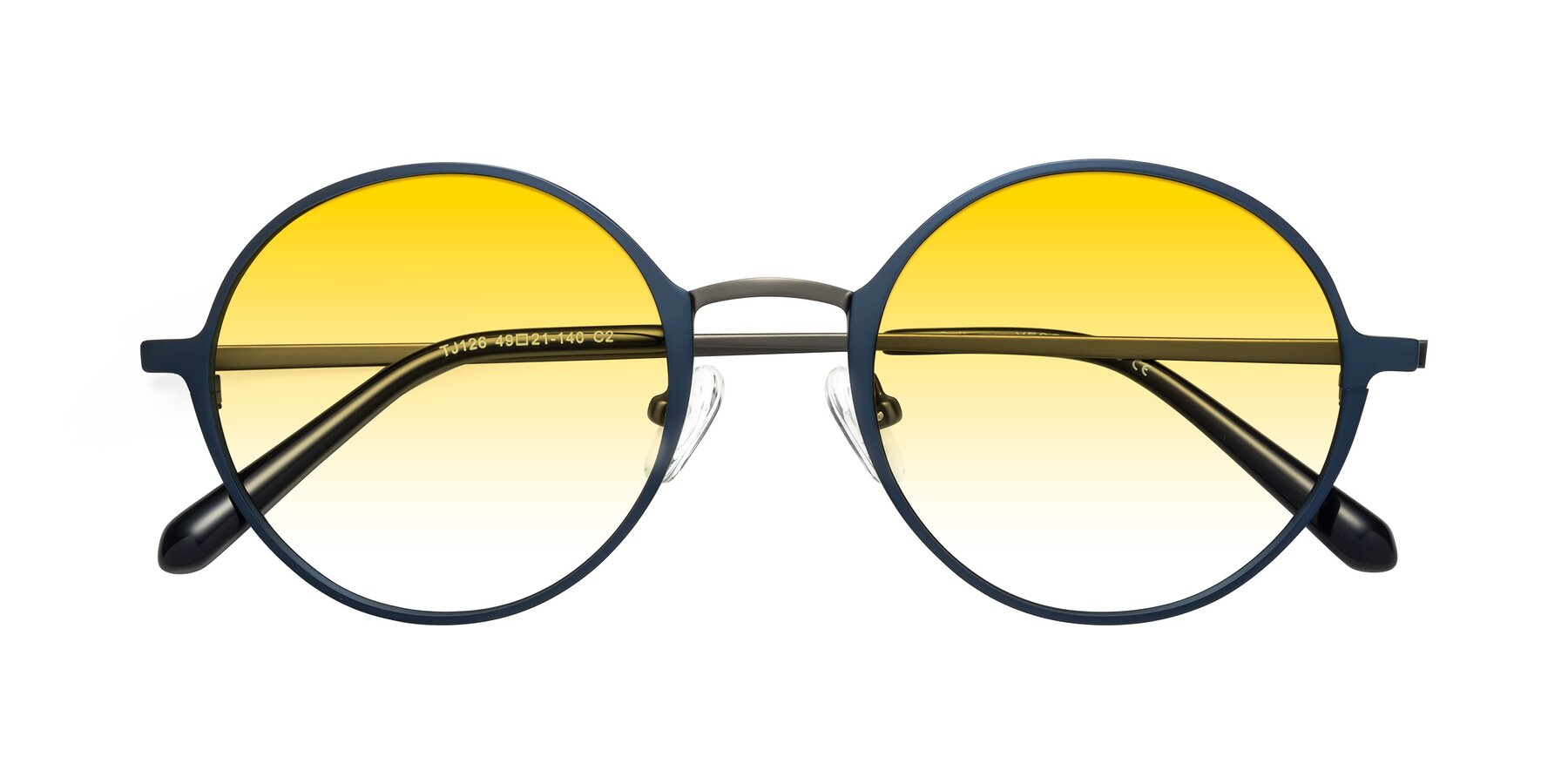 Folded Front of Calloway in Navy-Gunmetal with Yellow Gradient Lenses