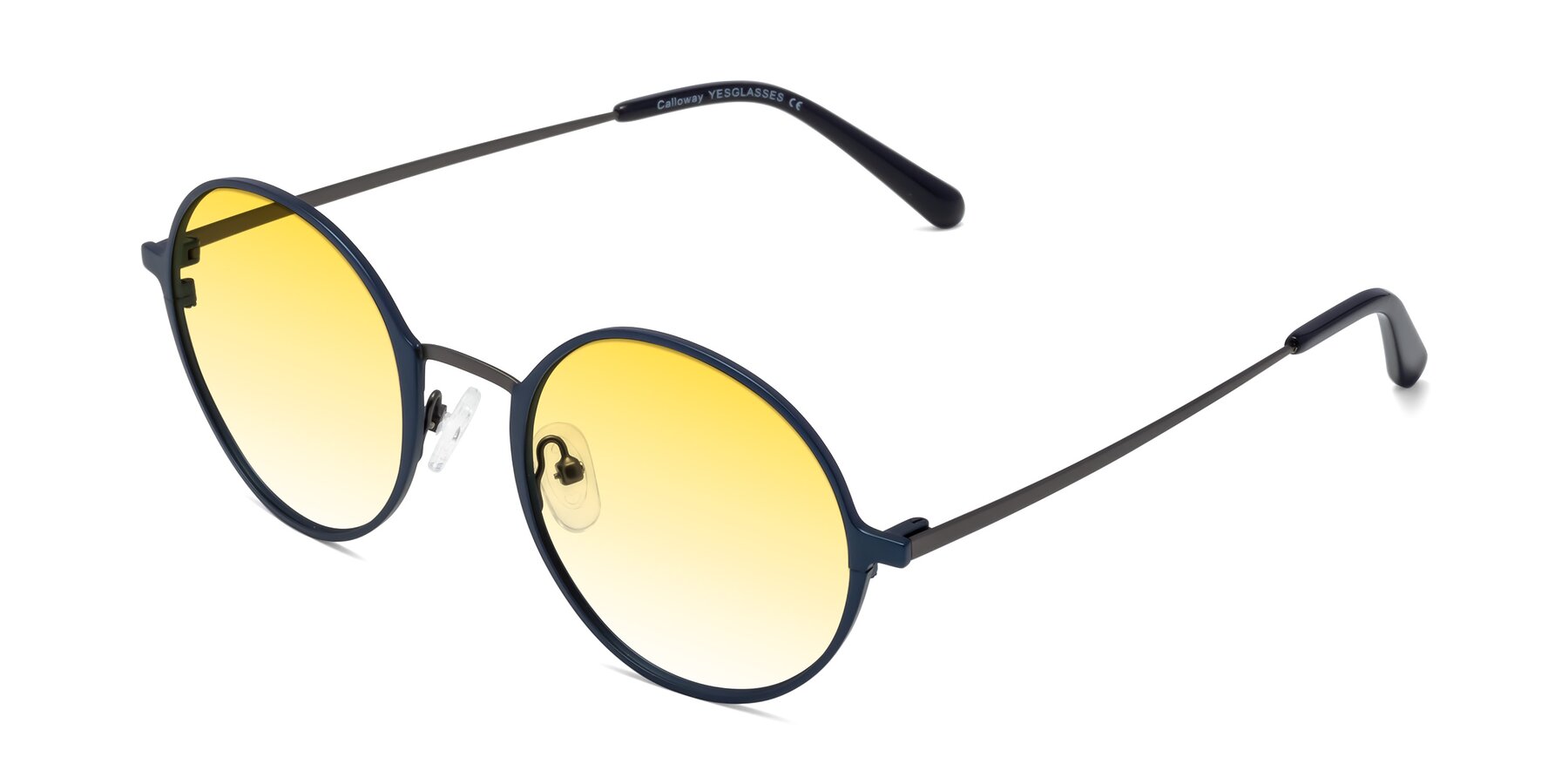 Angle of Calloway in Navy-Gunmetal with Yellow Gradient Lenses