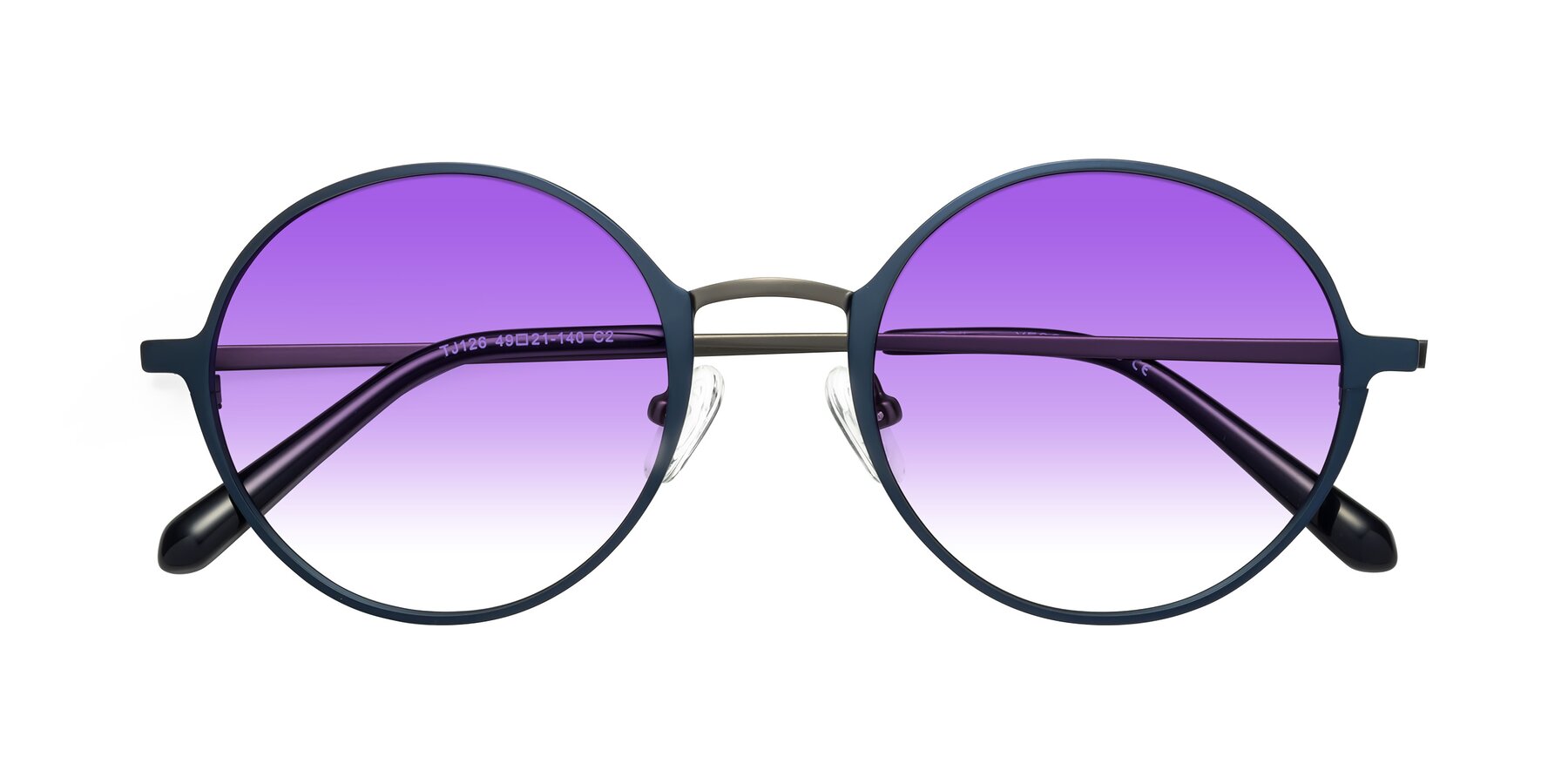 Folded Front of Calloway in Navy-Gunmetal with Purple Gradient Lenses