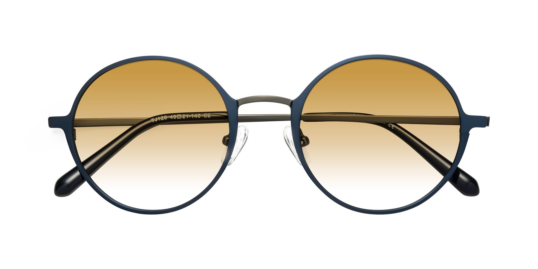 Folded Front of Calloway in Navy-Gunmetal with Champagne Gradient Lenses