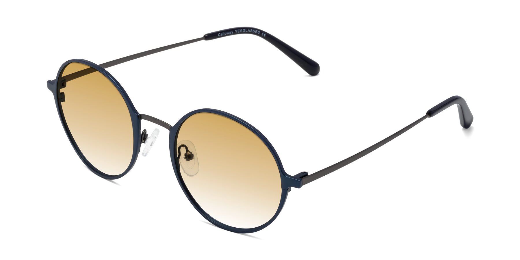 Angle of Calloway in Navy-Gunmetal with Champagne Gradient Lenses