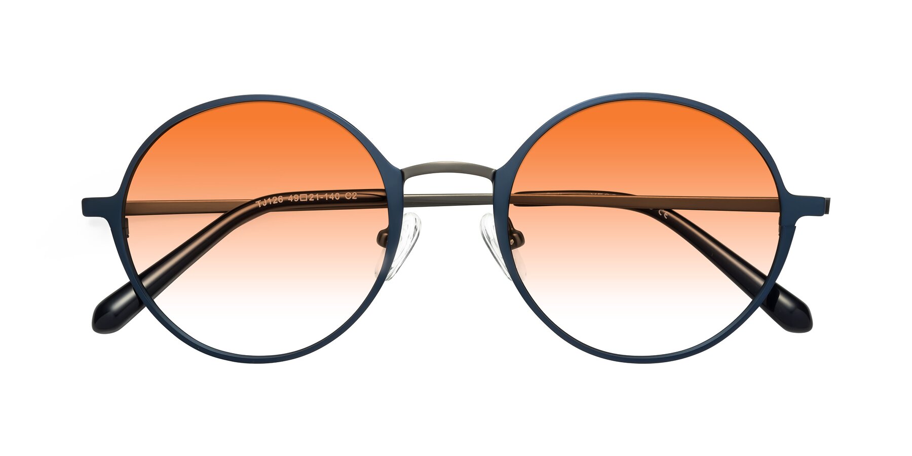 Folded Front of Calloway in Navy-Gunmetal with Orange Gradient Lenses