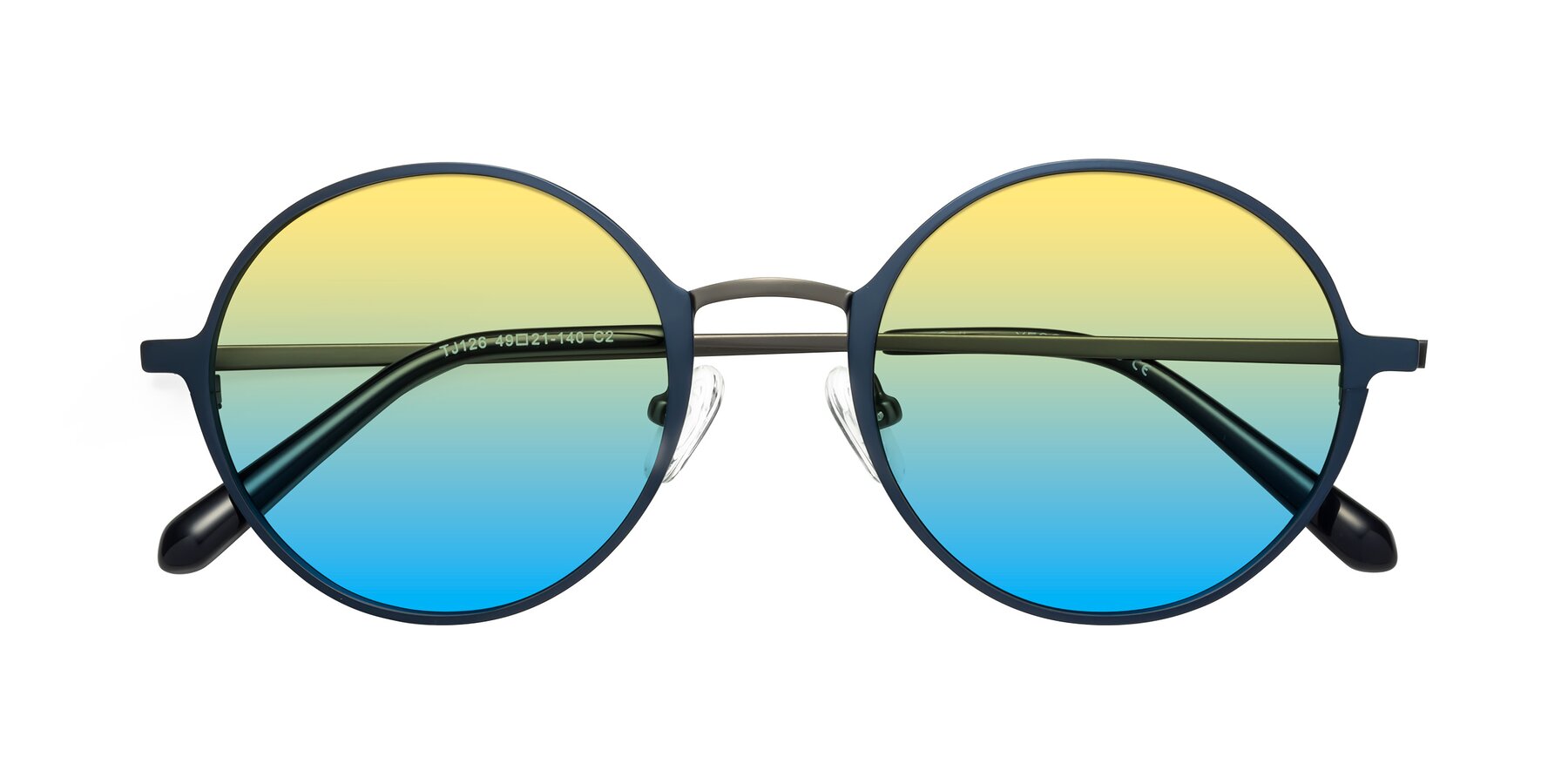 Folded Front of Calloway in Navy-Gunmetal with Yellow / Blue Gradient Lenses