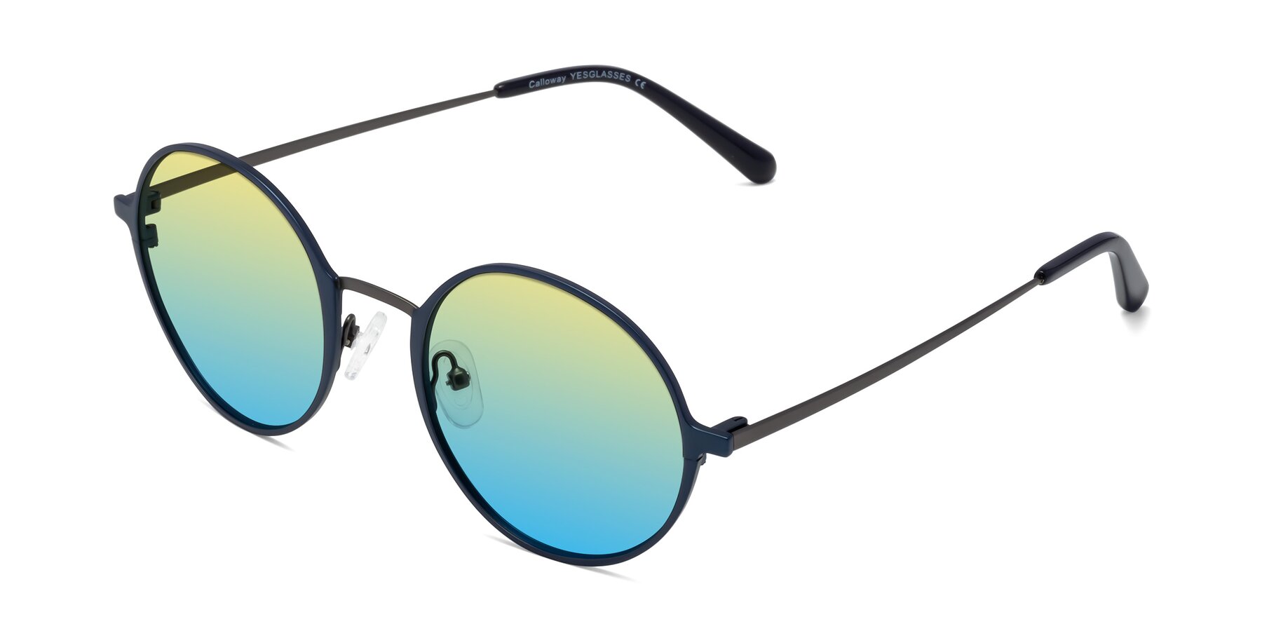 Angle of Calloway in Navy-Gunmetal with Yellow / Blue Gradient Lenses