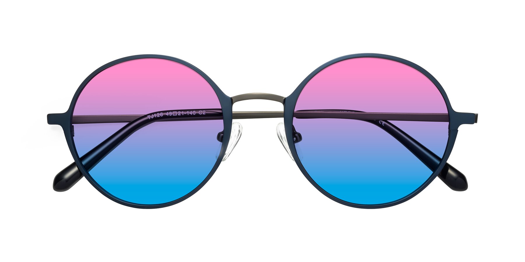 Folded Front of Calloway in Navy-Gunmetal with Pink / Blue Gradient Lenses