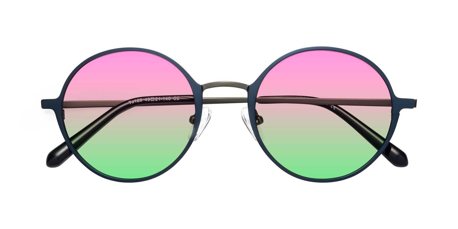 Folded Front of Calloway in Navy-Gunmetal with Pink / Green Gradient Lenses