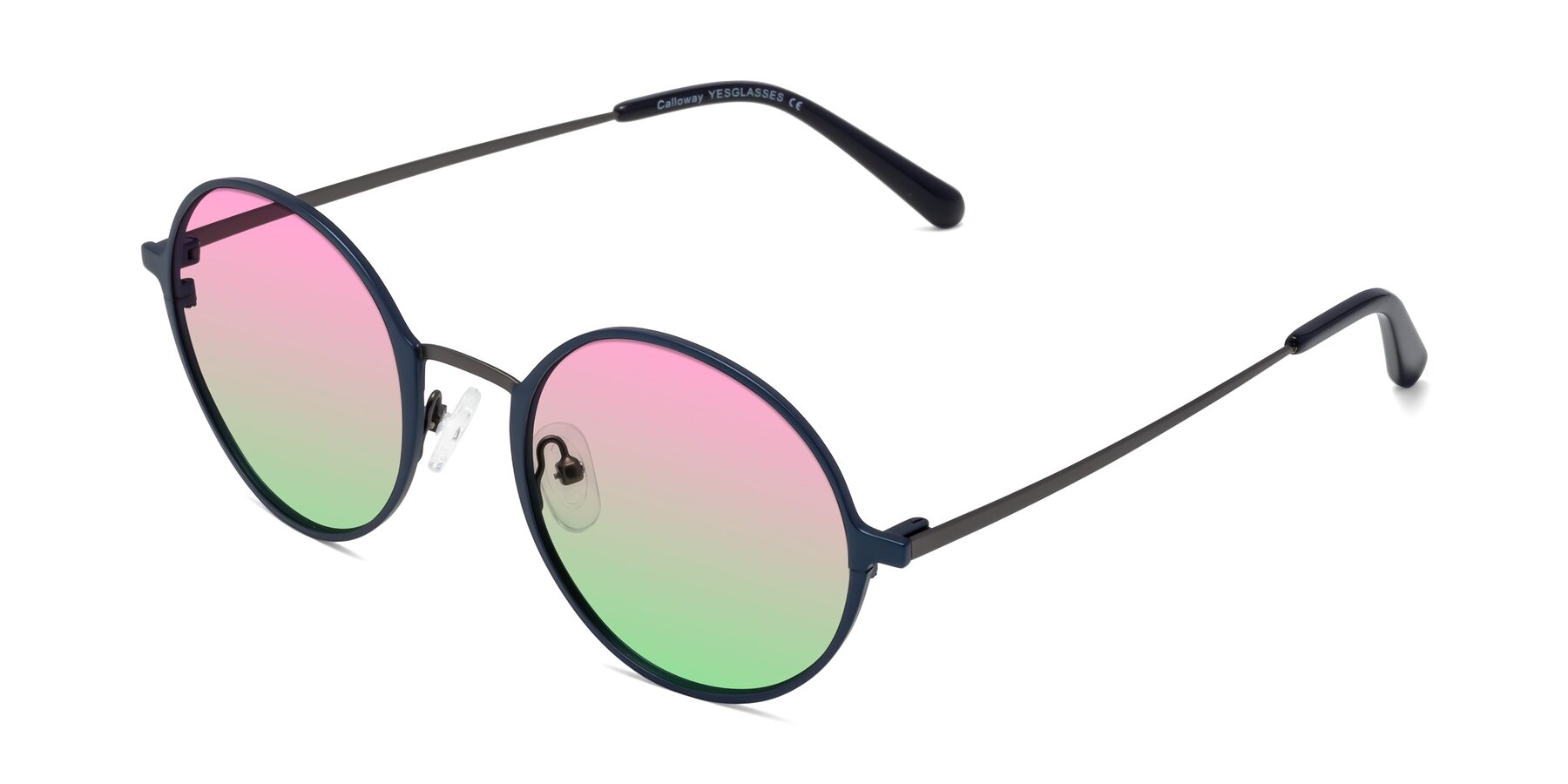 Angle of Calloway in Navy-Gunmetal with Pink / Green Gradient Lenses