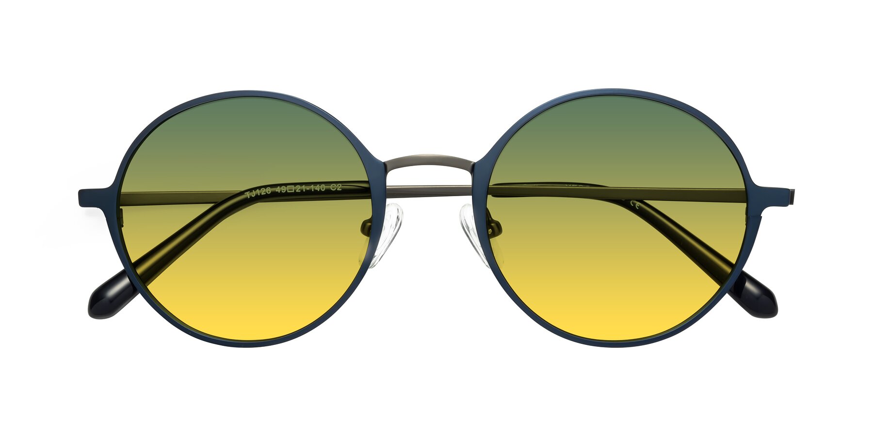 Folded Front of Calloway in Navy-Gunmetal with Green / Yellow Gradient Lenses