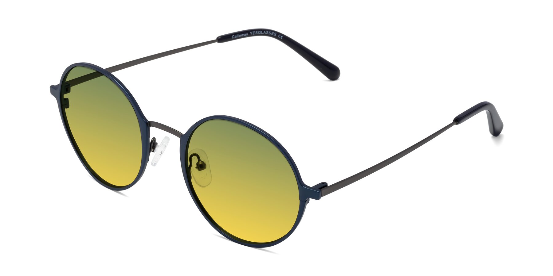 Angle of Calloway in Navy-Gunmetal with Green / Yellow Gradient Lenses