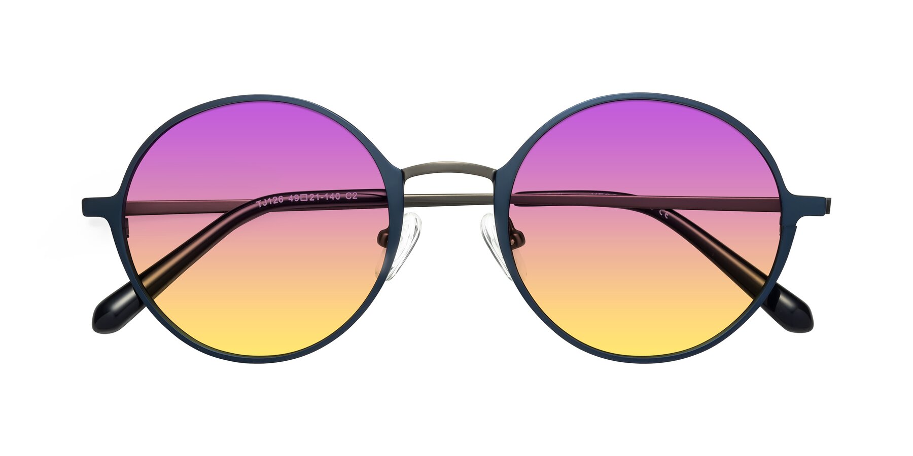 Folded Front of Calloway in Navy-Gunmetal with Purple / Yellow Gradient Lenses