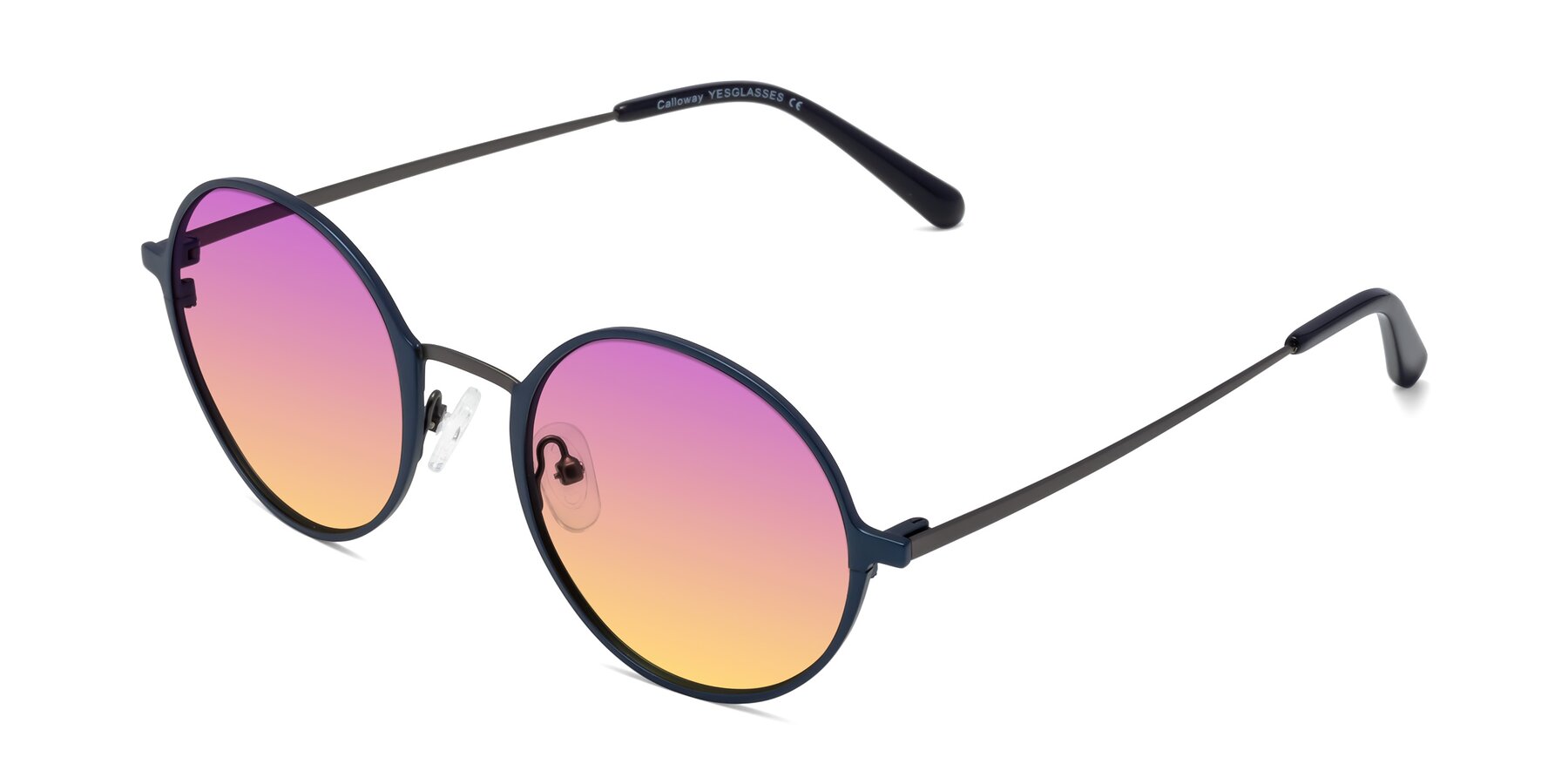 Angle of Calloway in Navy-Gunmetal with Purple / Yellow Gradient Lenses