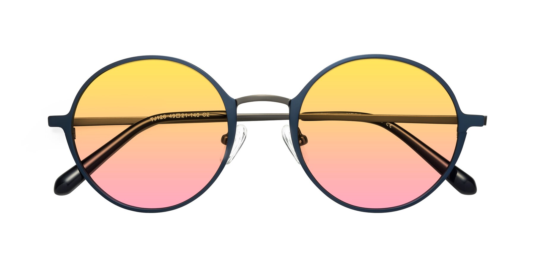 Folded Front of Calloway in Navy-Gunmetal with Yellow / Pink Gradient Lenses