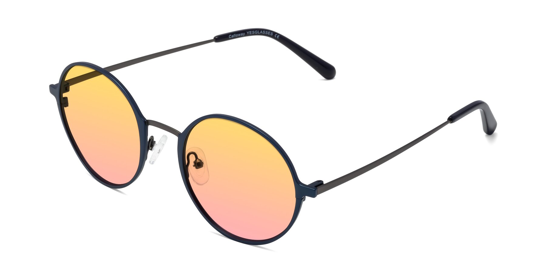 Angle of Calloway in Navy-Gunmetal with Yellow / Pink Gradient Lenses