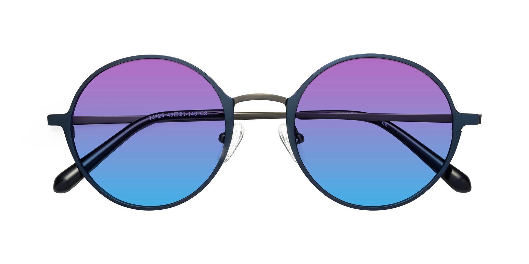 Folded Front of Calloway in Navy-Gunmetal with Purple / Blue Gradient Lenses