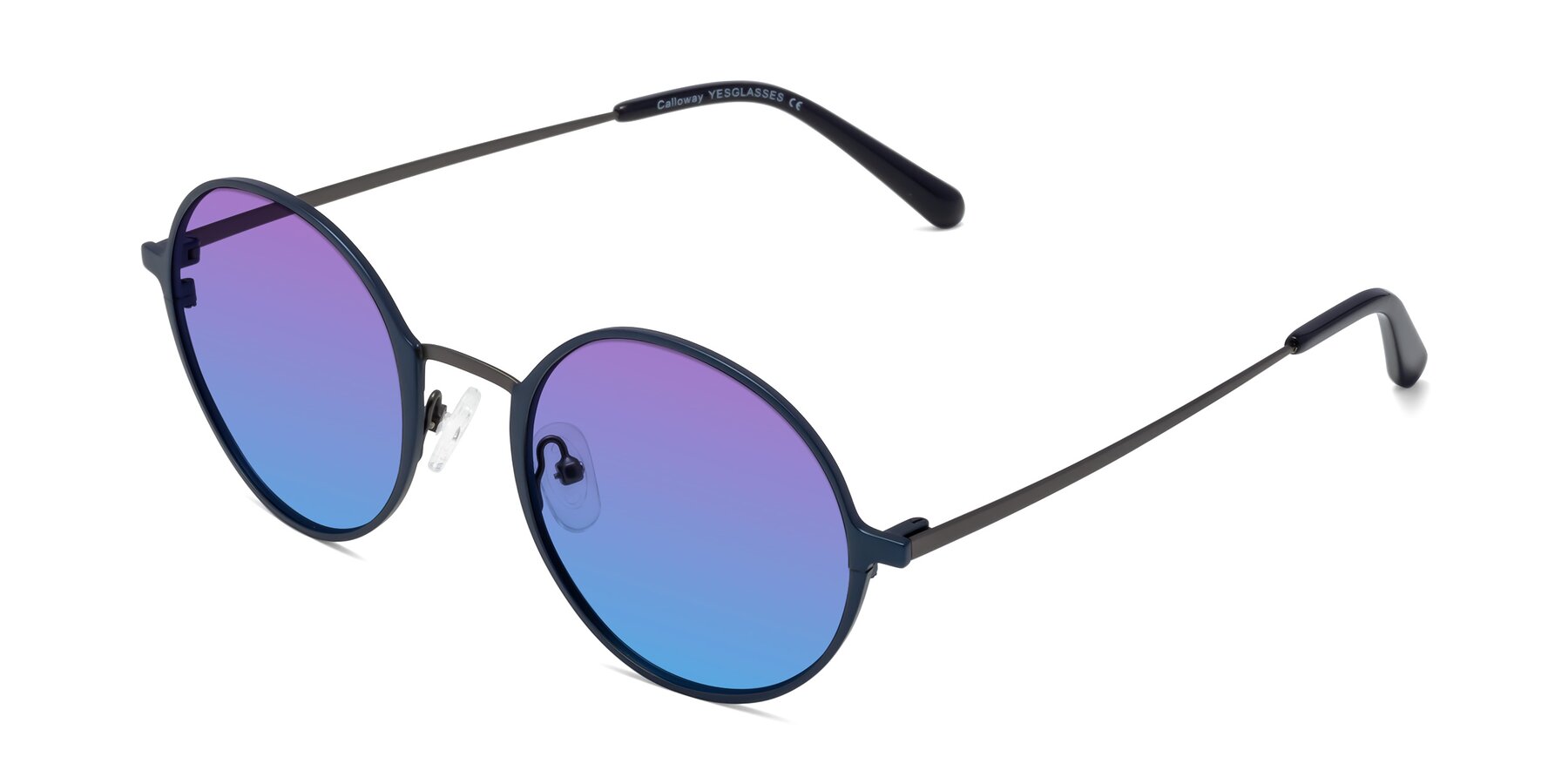 Angle of Calloway in Navy-Gunmetal with Purple / Blue Gradient Lenses
