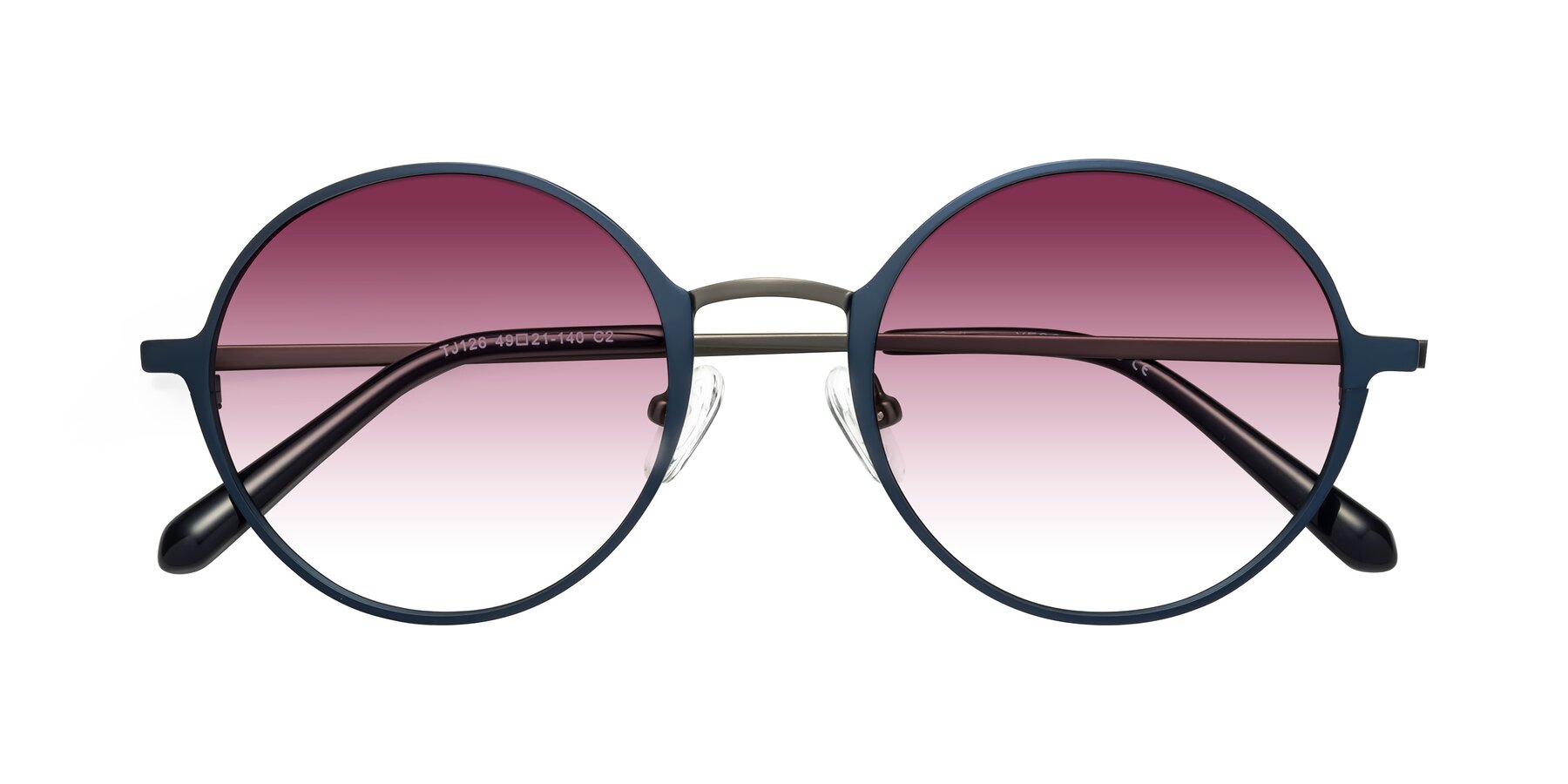 Folded Front of Calloway in Navy-Gunmetal with Wine Gradient Lenses