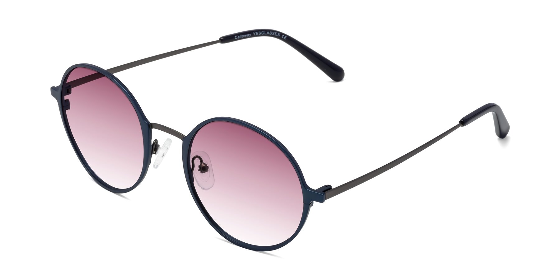 Angle of Calloway in Navy-Gunmetal with Wine Gradient Lenses