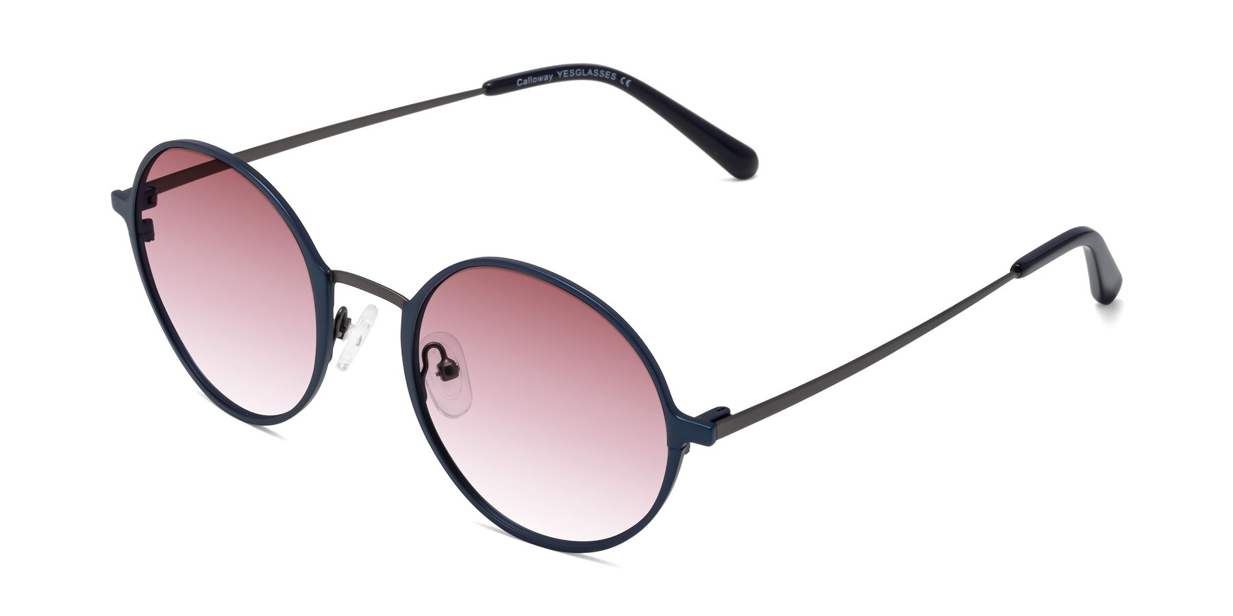 Angle of Calloway in Navy-Gunmetal with Garnet Gradient Lenses