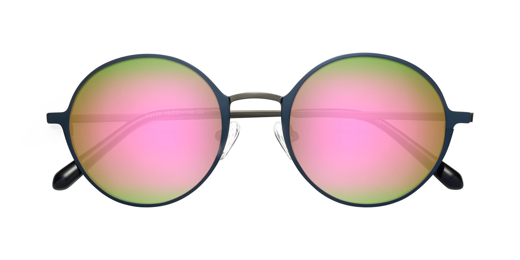 Folded Front of Calloway in Navy-Gunmetal with Pink Mirrored Lenses