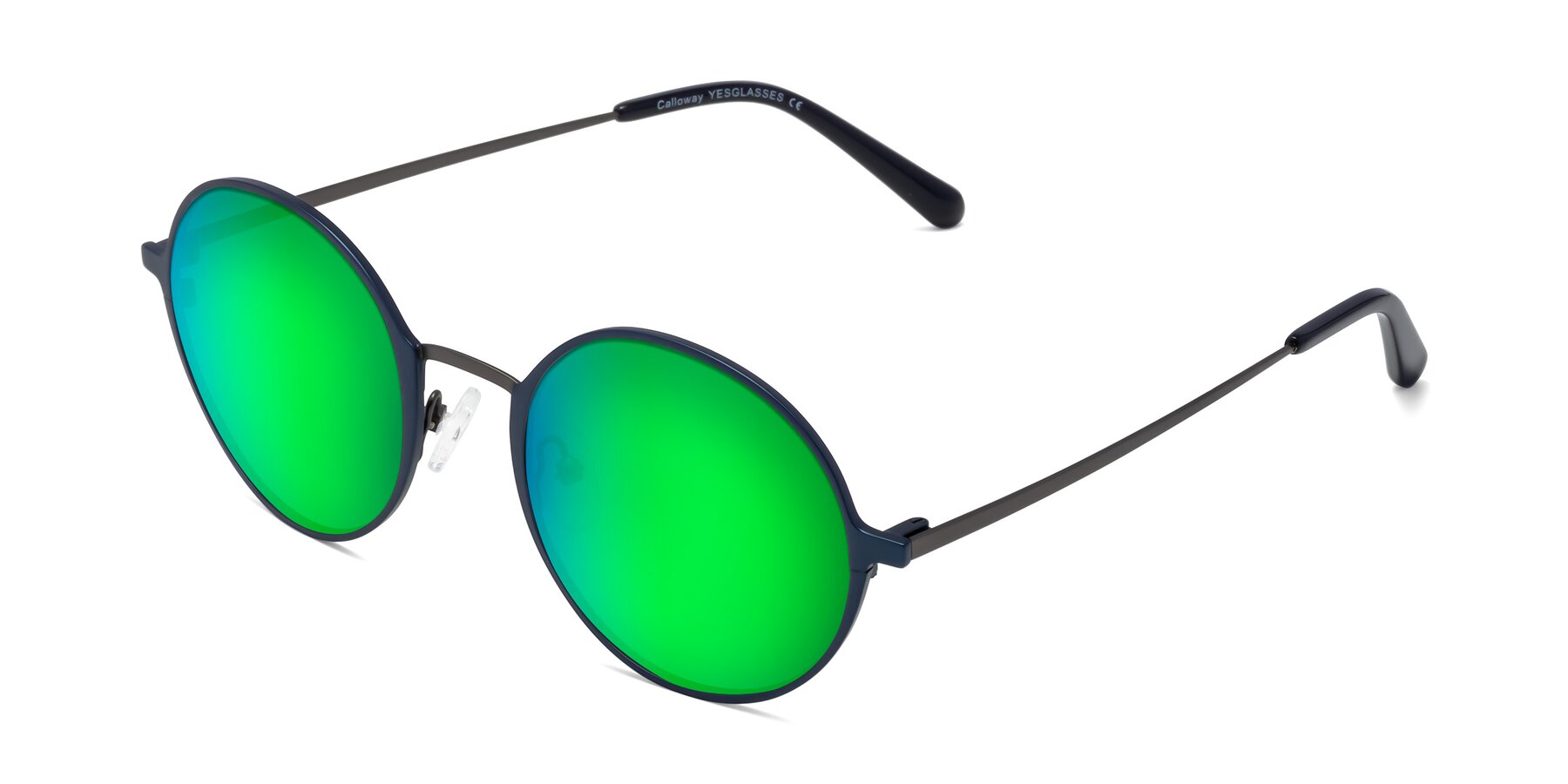 Angle of Calloway in Navy-Gunmetal with Green Mirrored Lenses