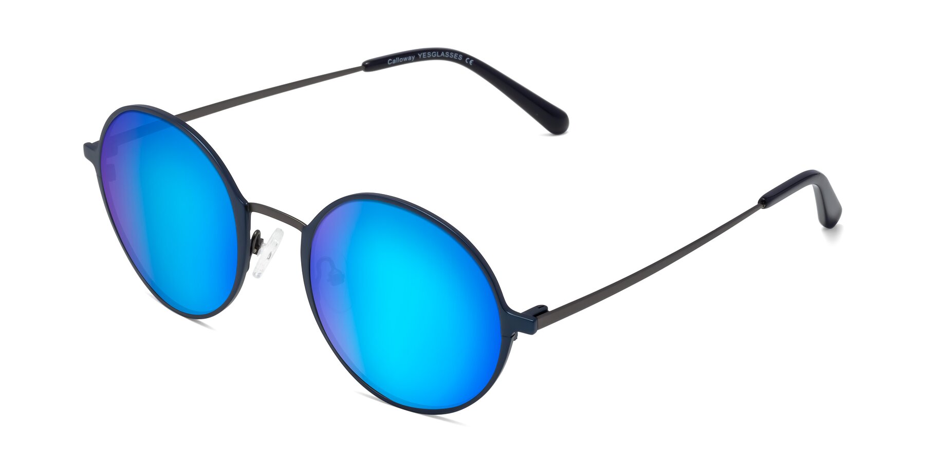 Angle of Calloway in Navy-Gunmetal with Blue Mirrored Lenses