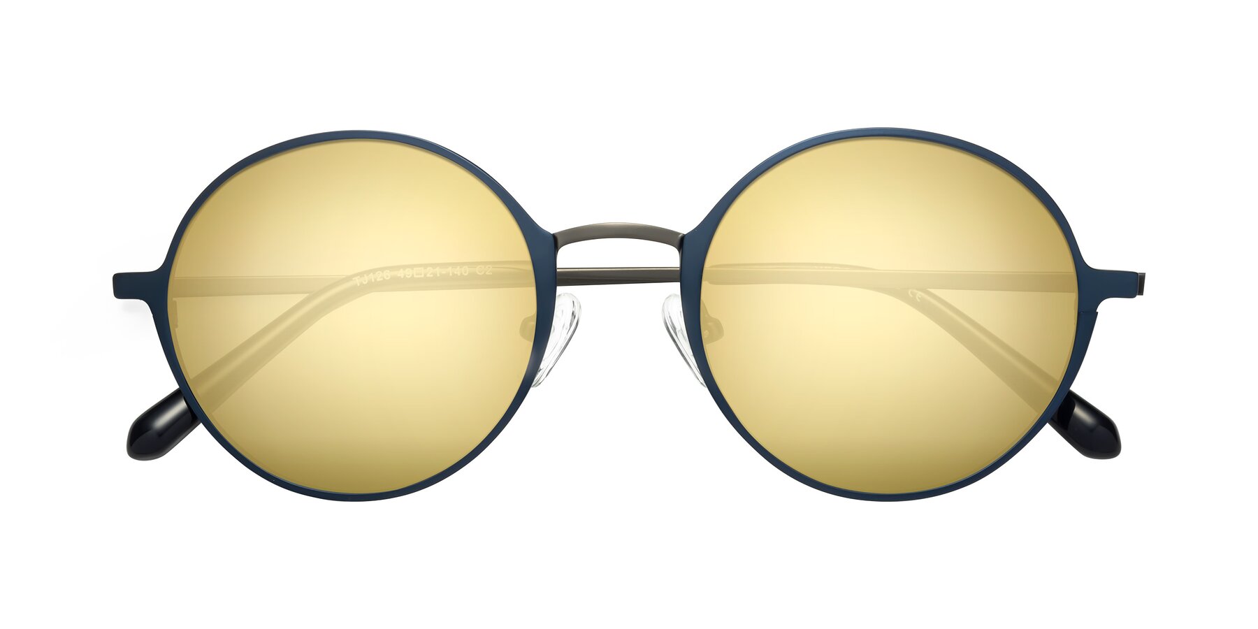 Folded Front of Calloway in Navy-Gunmetal with Gold Mirrored Lenses