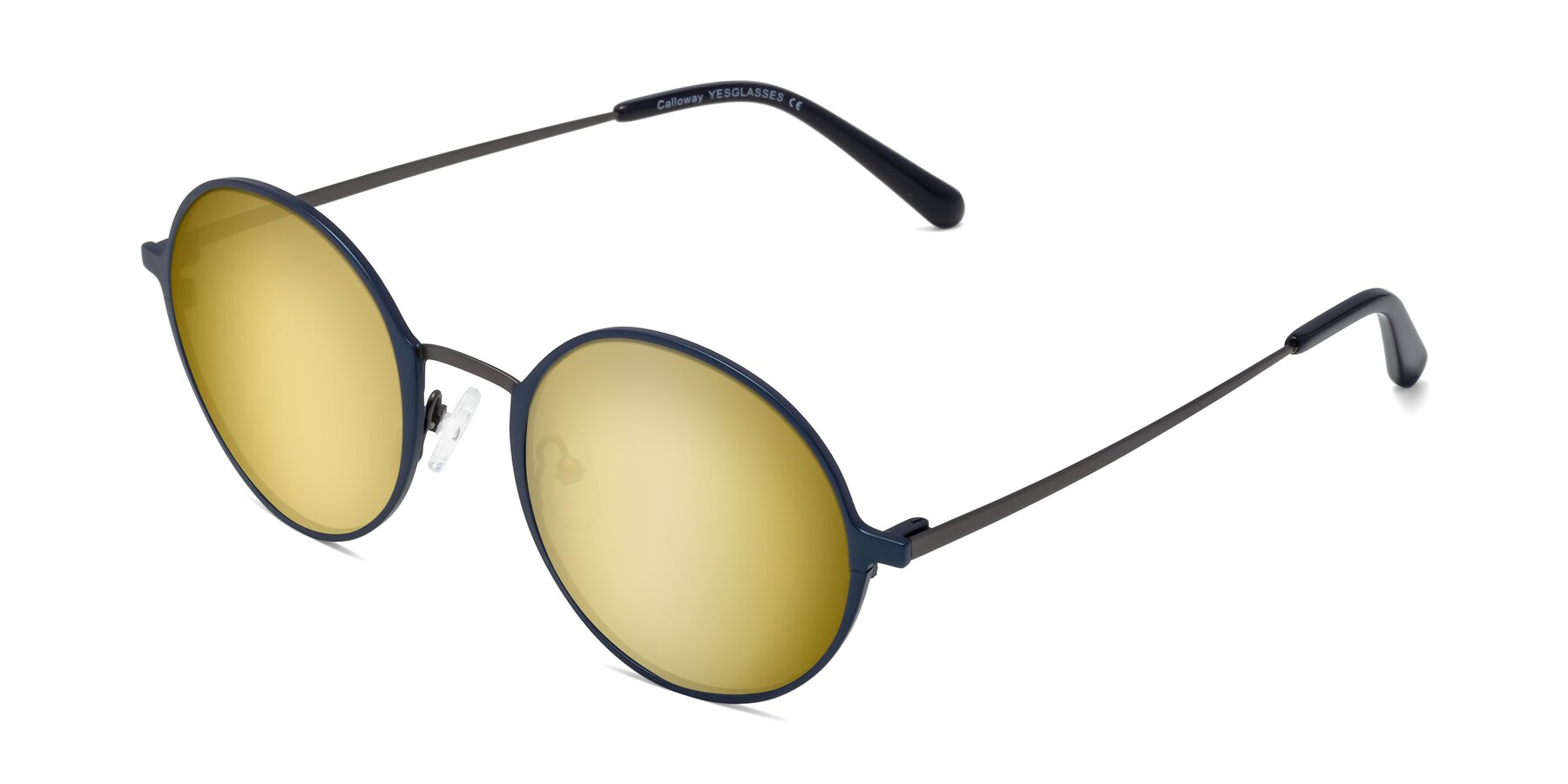 Angle of Calloway in Navy-Gunmetal with Gold Mirrored Lenses