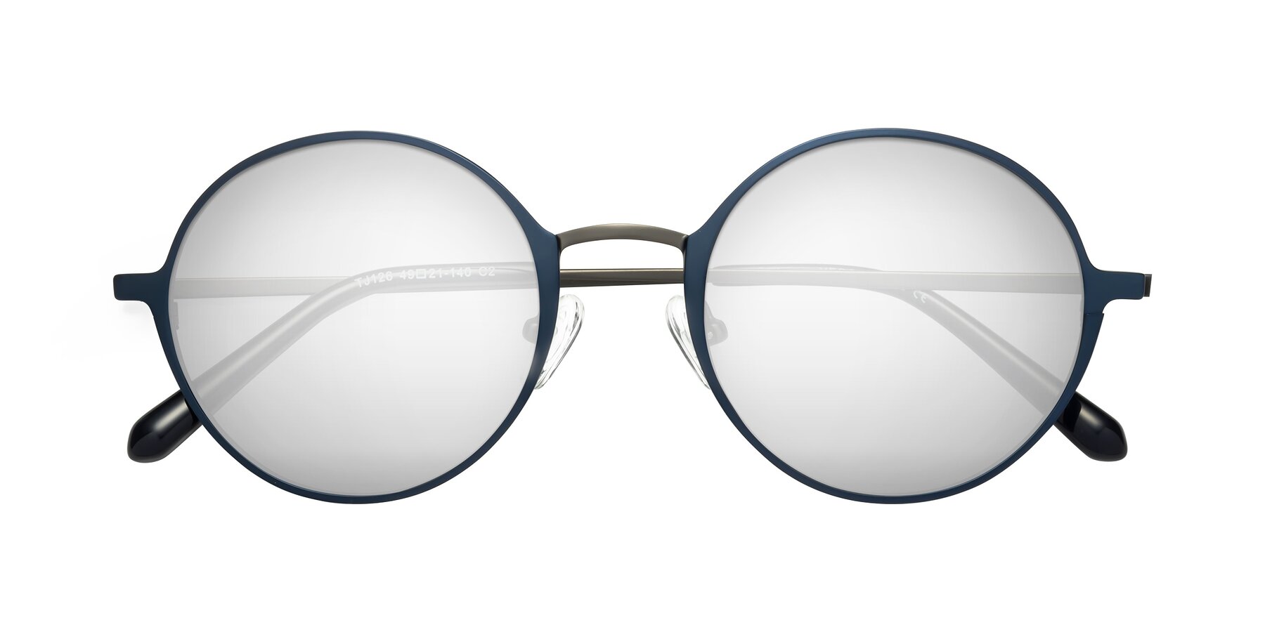 Folded Front of Calloway in Navy-Gunmetal with Silver Mirrored Lenses