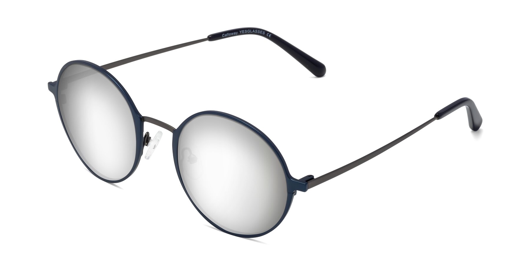 Angle of Calloway in Navy-Gunmetal with Silver Mirrored Lenses