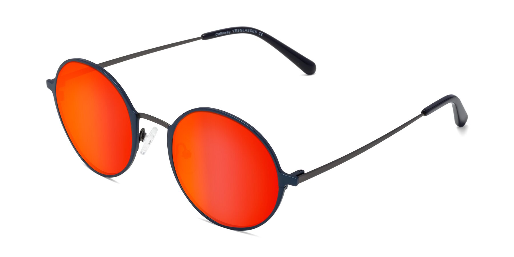 Angle of Calloway in Navy-Gunmetal with Red Gold Mirrored Lenses
