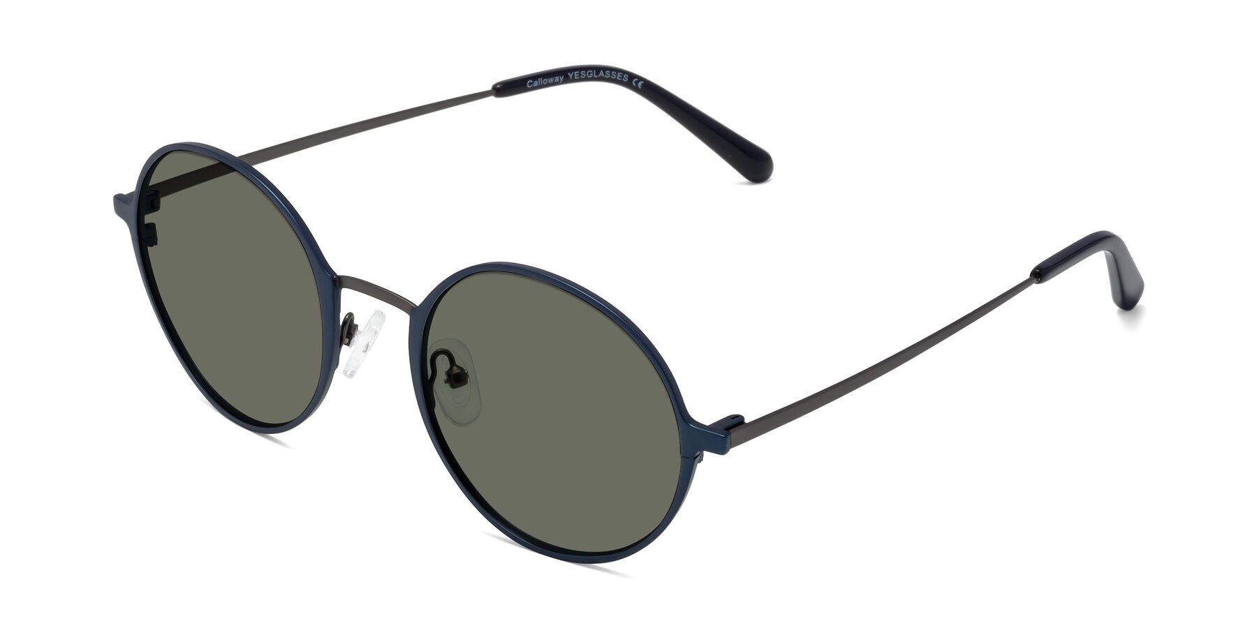 Angle of Calloway in Navy-Gunmetal with Gray Polarized Lenses