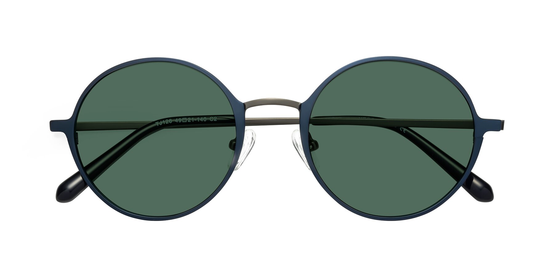 Folded Front of Calloway in Navy-Gunmetal with Green Polarized Lenses