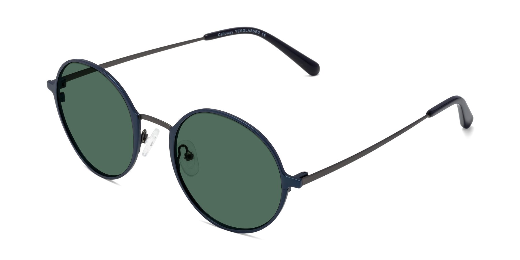 Angle of Calloway in Navy-Gunmetal with Green Polarized Lenses