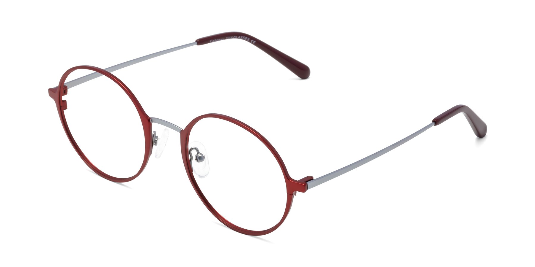 Angle of Calloway in Wine-Silver with Clear Blue Light Blocking Lenses