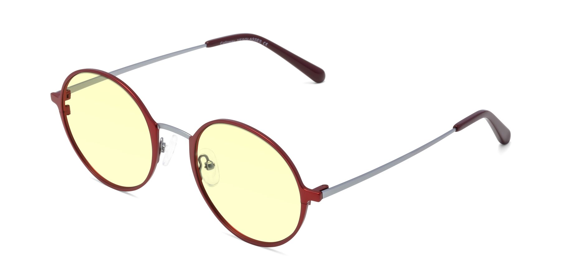 Angle of Calloway in Wine-Silver with Light Yellow Tinted Lenses